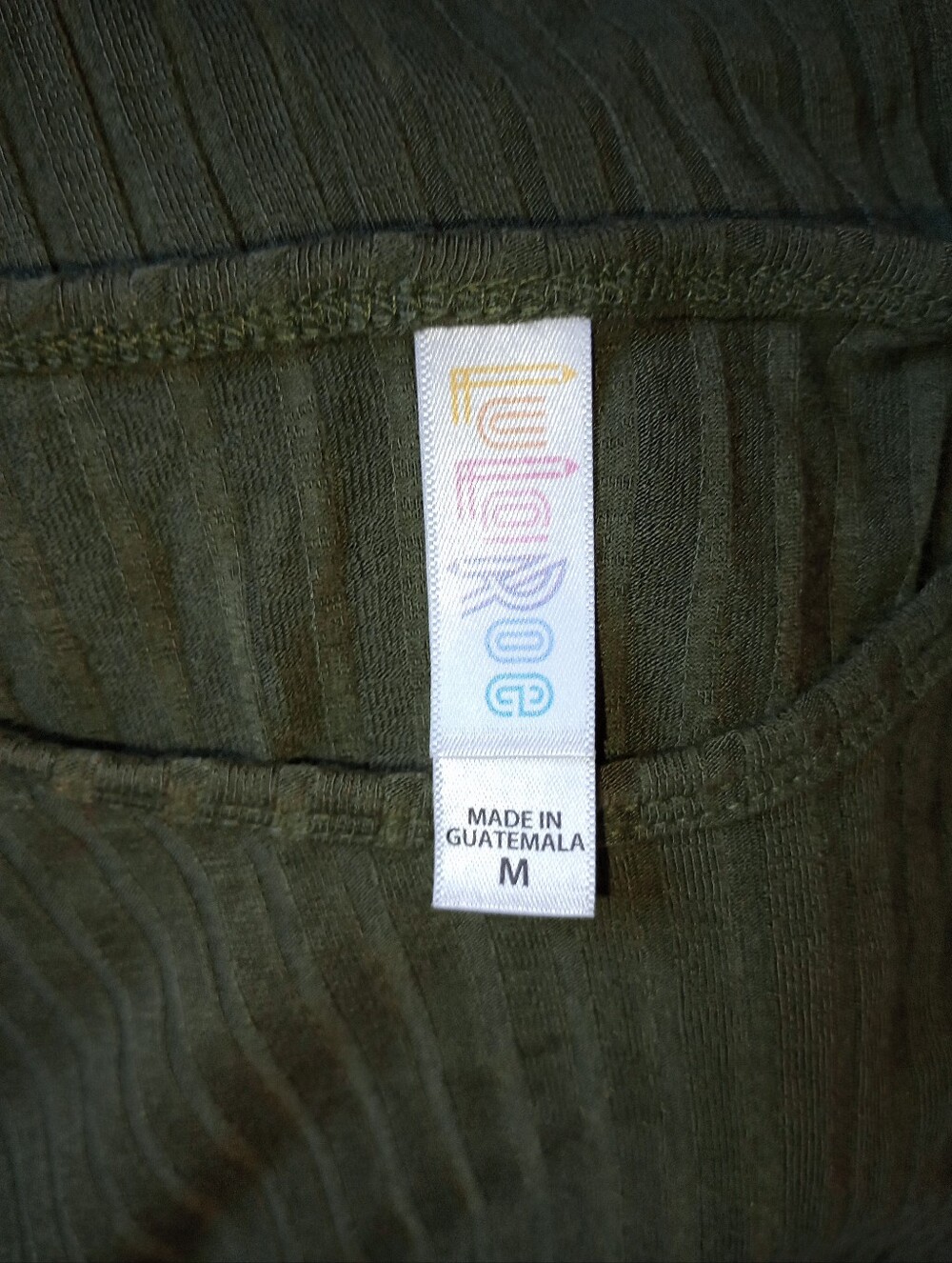 LuLaRoe Army Green Ribbed Tee - Picture 3 of 3
